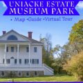 Front view of the historic Uniacke House at Uniacke Estate Museum Park, a white Georgian-style mansion with grand pillars in Mount Uniacke, Nova Scotia