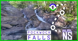 Pockwock Falls, a scenic 25-foot cascading waterfall in Upper Hammonds Plains, located within the Pockwock Wilderness Area near Halifax.