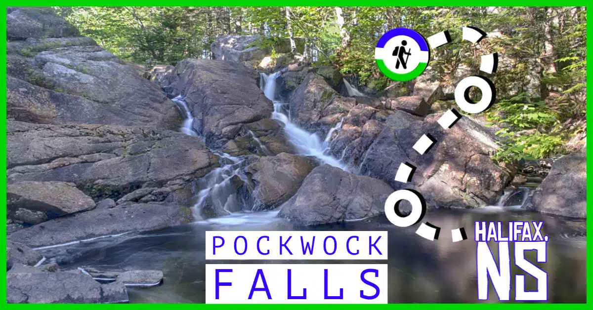 Pockwock Falls, a scenic 25-foot cascading waterfall in Upper Hammonds Plains, located within the Pockwock Wilderness Area near Halifax.